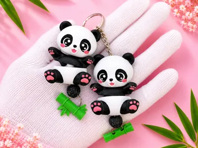 Fluffy Tail Cute Flexi Baby Panda - Toy / Keychain