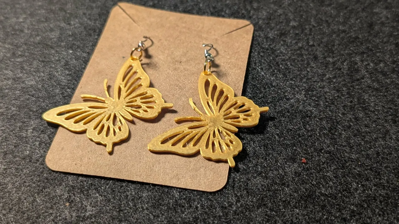 Golden Butterfly Earrings view 2