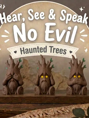 Letrero o emblema decorativo: Hear, See & Speak No Haunted Trees — vista de referencia 2