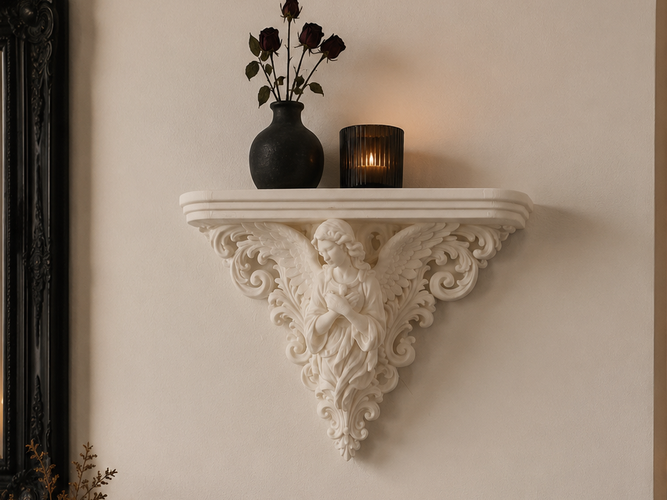 Gothic Angel Wall Shelf – Dark Fantasy Decor 3D model
