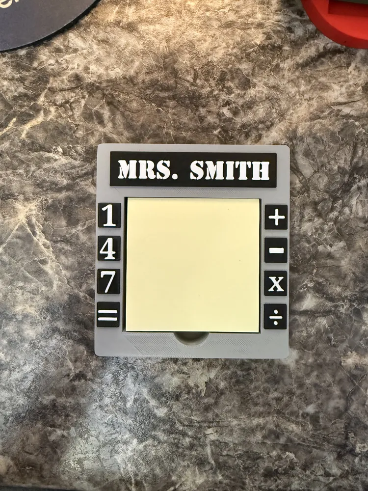 Personalized Post It Note Holder - Calculator - Free 3D Print Model ...