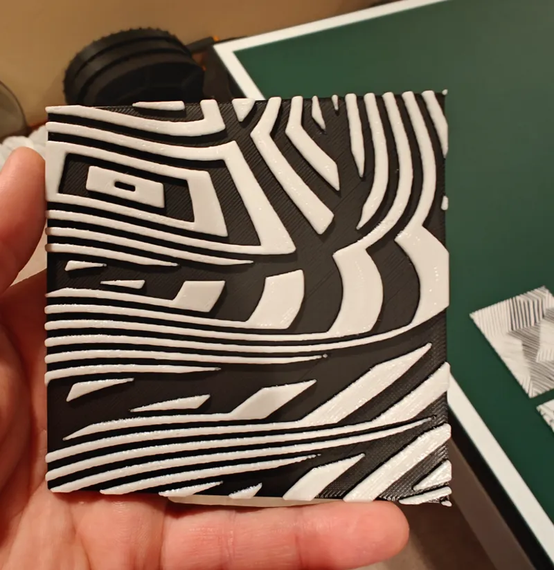 Abstract Black and White Layered Shaped art