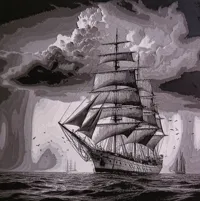 Tableau lumineux voilier dans la tempête — photo 2