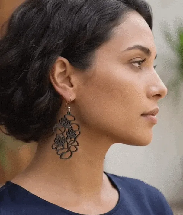 Midnight Lotus Earrings - Quick print art