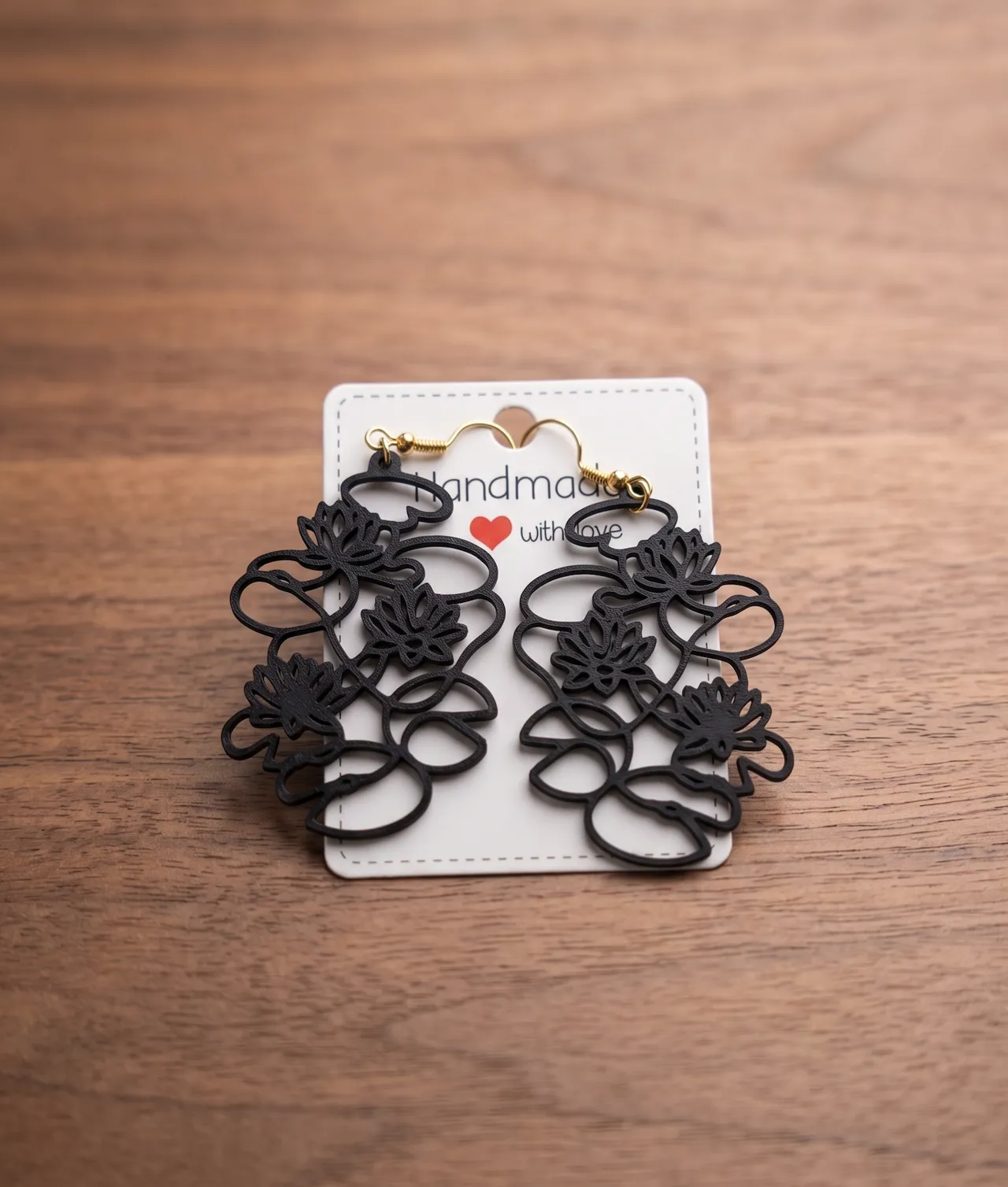 Midnight Lotus Earrings - Quick print art view 3