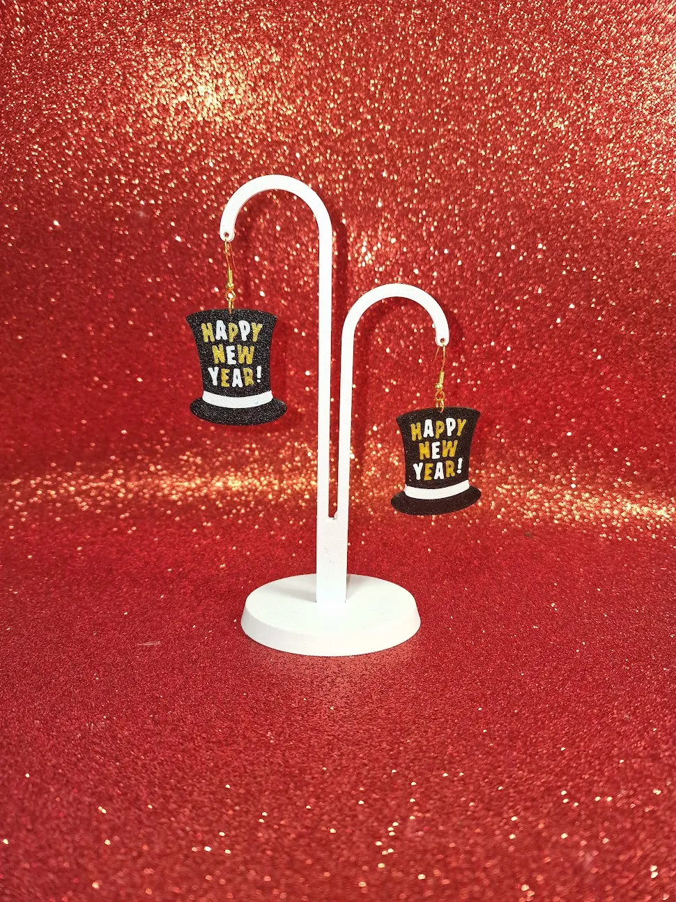 Happy new year hat earrings view 3