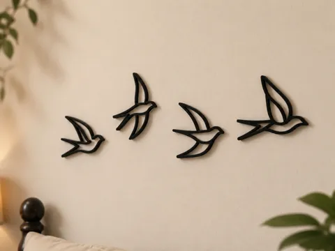 Letrero o emblema decorativo: Kit Pássaros Decorativos de Parede Minimalista — referencia de MakerWorld