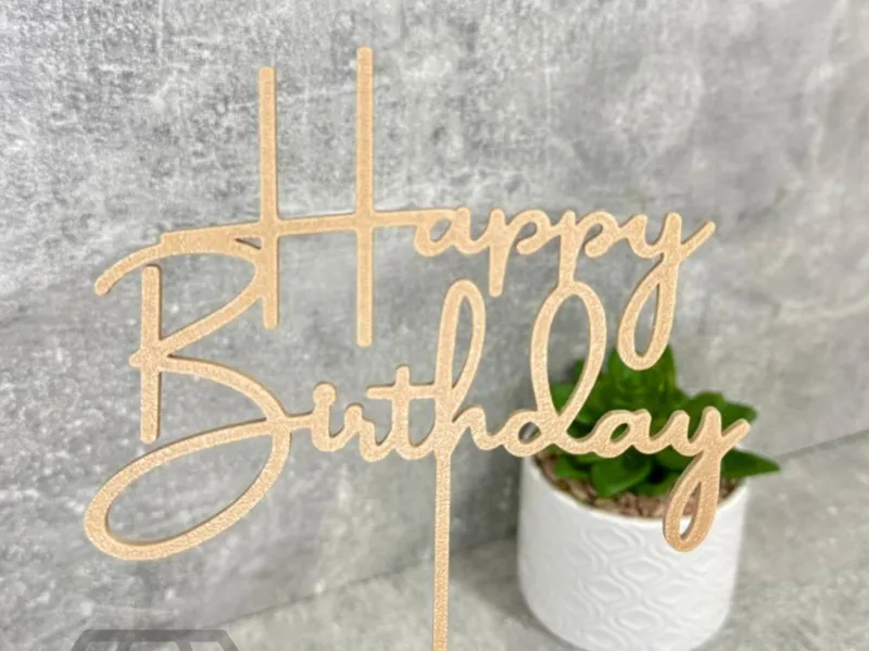 Happy Birthday Cake Topper Single Colour