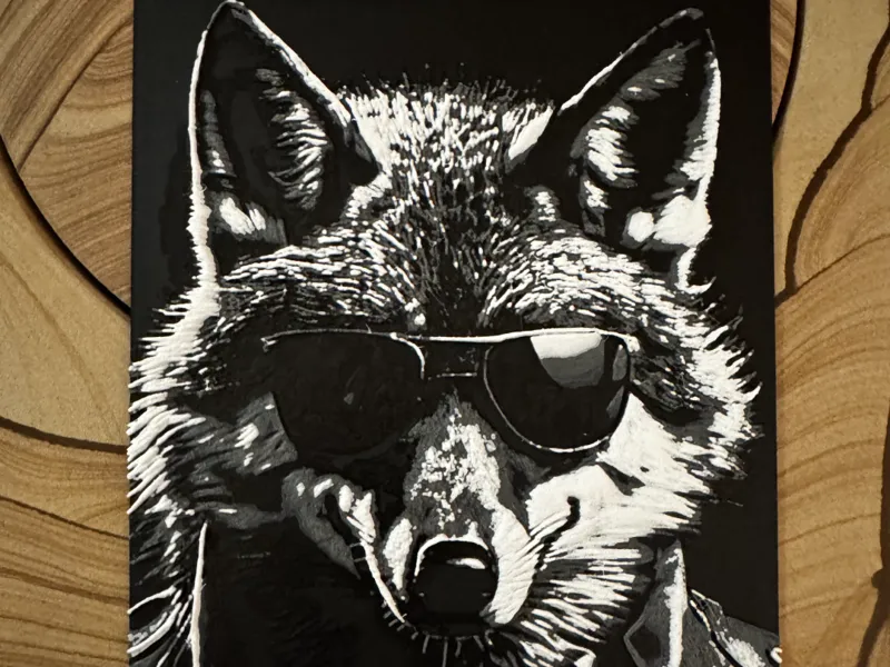 Hueforge Fuchs mit Sonnenbrille