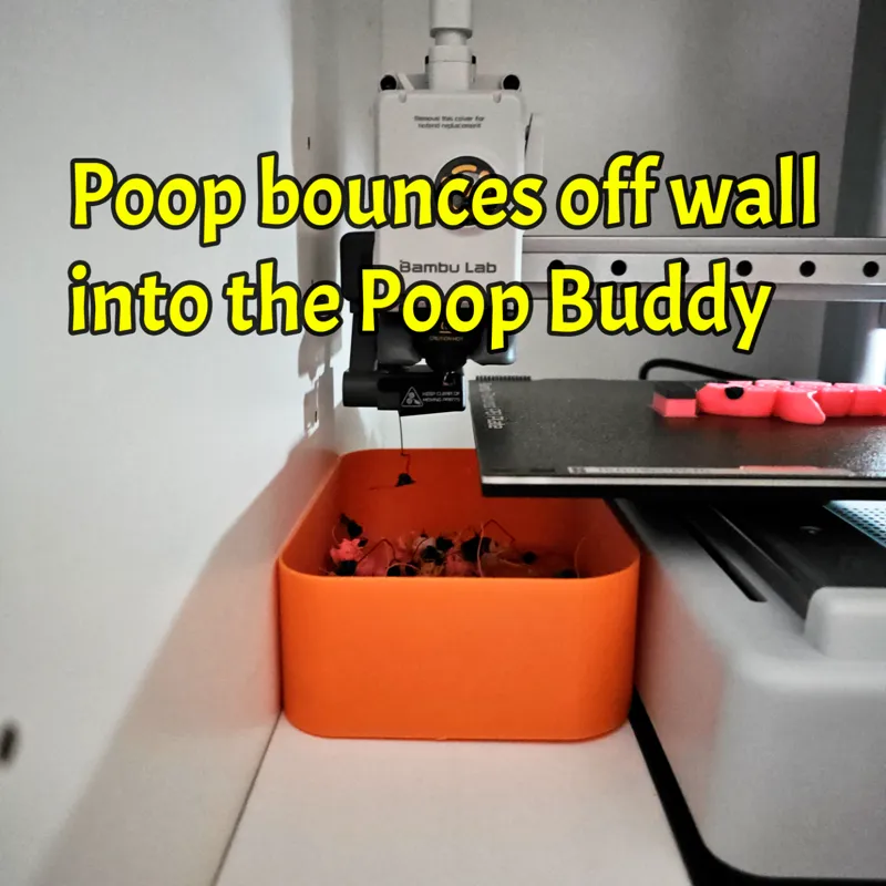 A1 Mini Wall Poop Buddy - v2 (the best poop bucket for A1 Mini's next to walls)