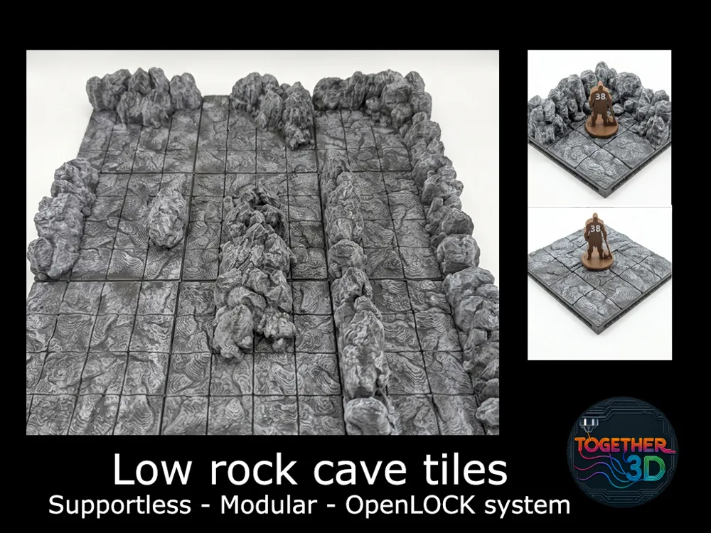 Low rock cave tiles (OpenLOCK system) - Free 3D Print Model - MakerWorld