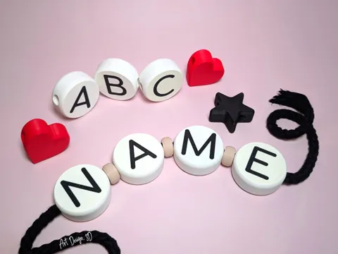 Letrero o emblema decorativo: Big A–Z Letter Beads Decor 50mm – Custom Name — referencia de MakerWorld
