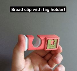Bread bag clip with tag holder