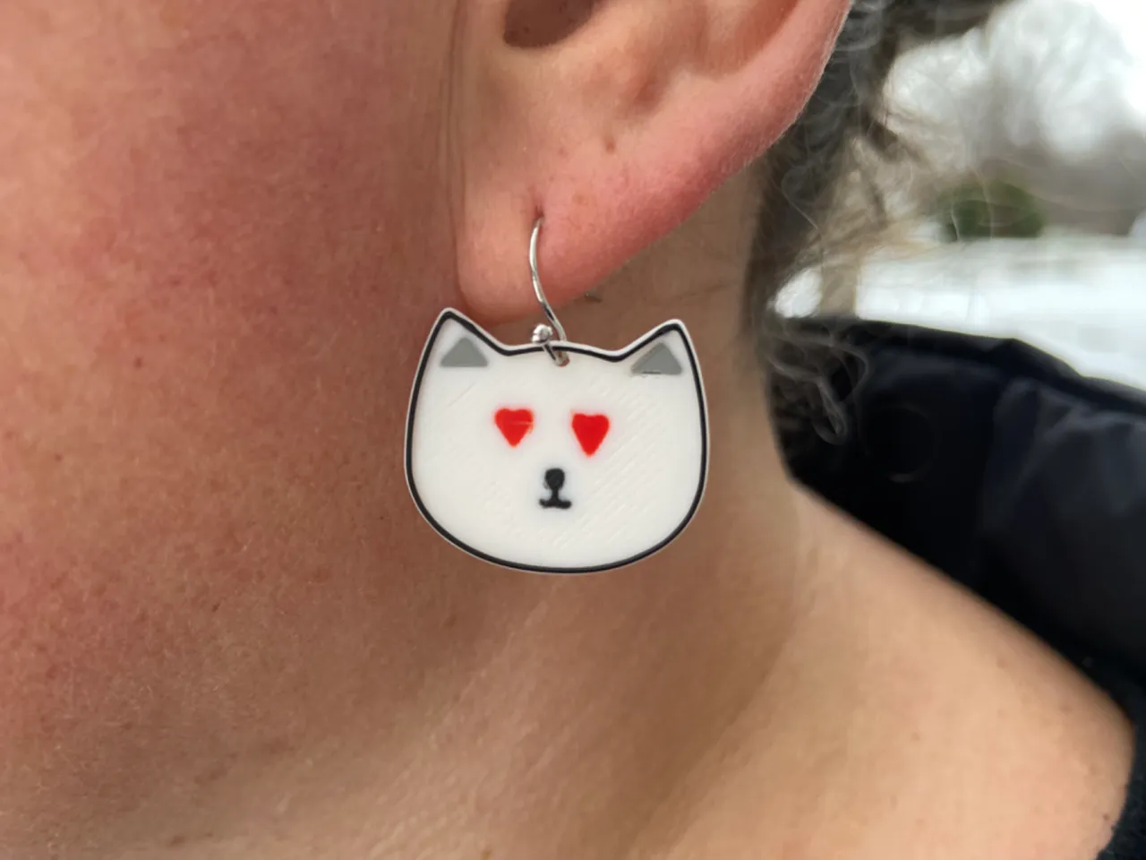 Valentine's Day Cat Earrings view 2