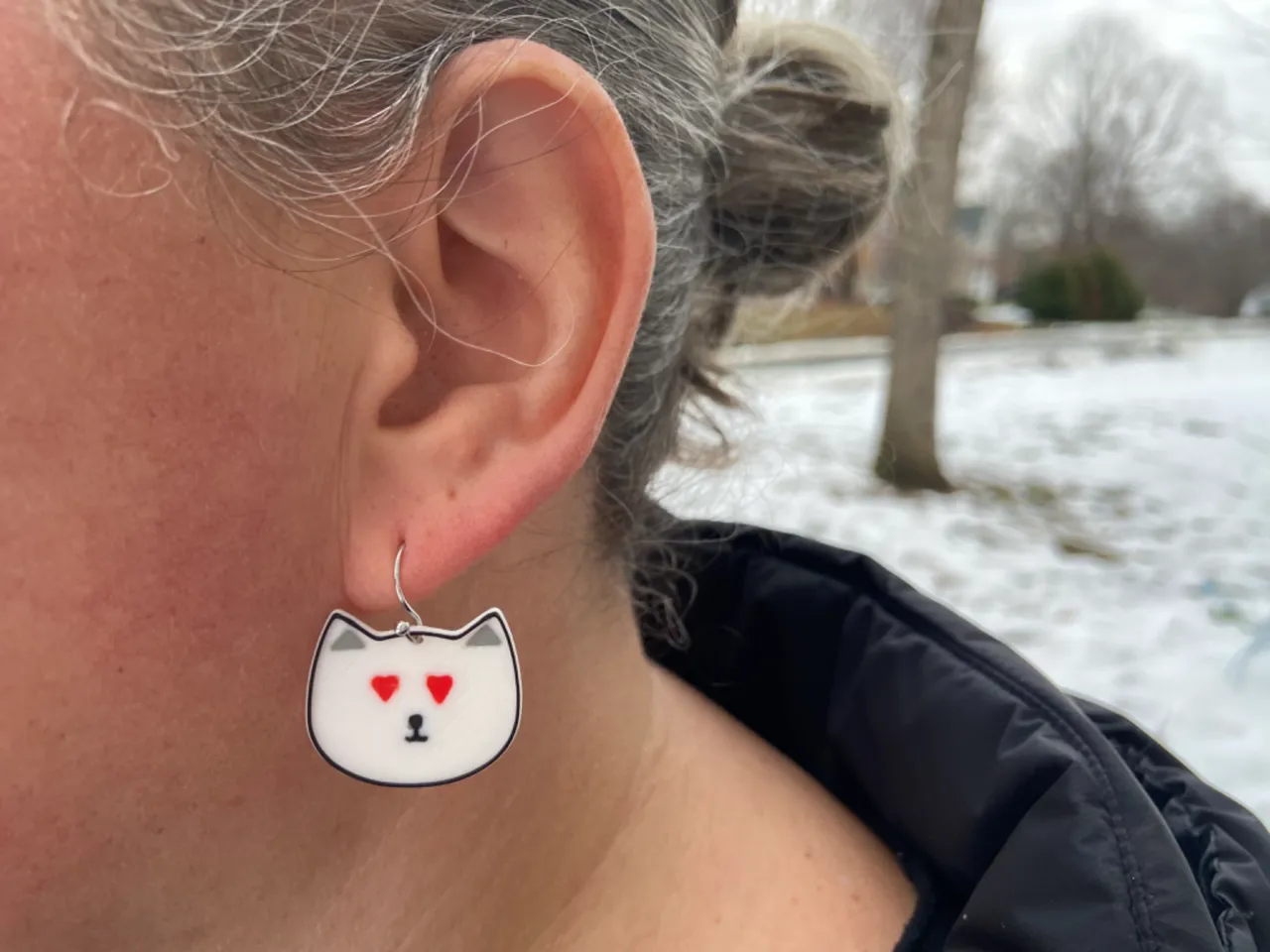 Valentine's Day Cat Earrings view 4