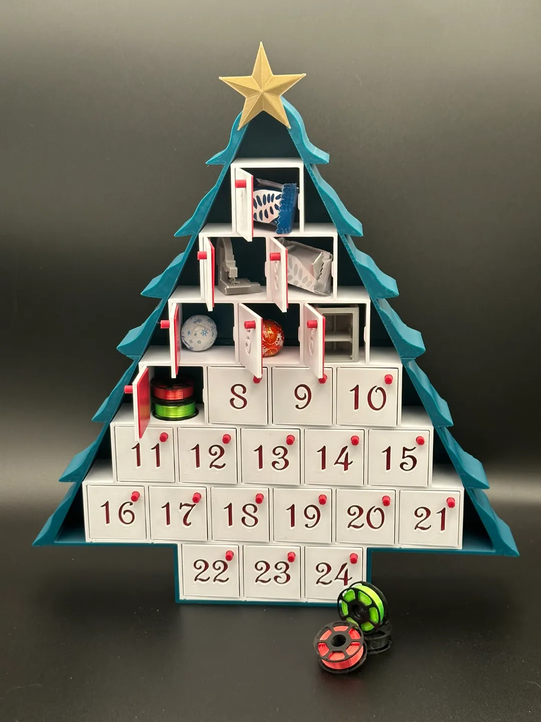Christmas Tree Advent Calendar print-in-place door view 2