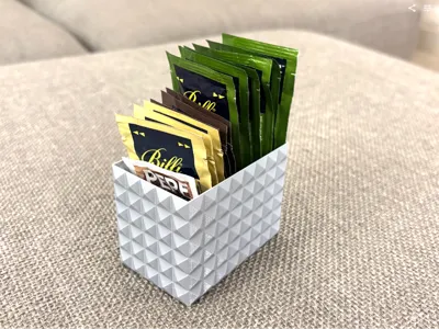 oil, vinegar, sugar sachets box (vase mode)