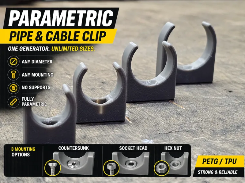 Ultimate Parametric Pipe & Cable Clip