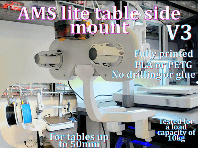 Fully printed table Side Mount for AMS Lite V3
