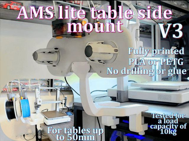 Fully printed table Side Mount for AMS Lite V3