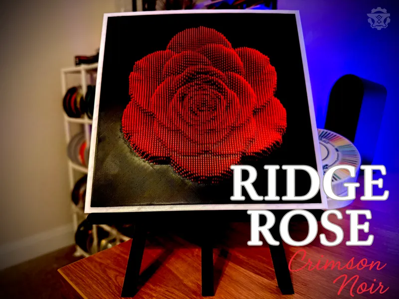 Ridge Rose – Crimson Noir (200x200mm Relief Print)