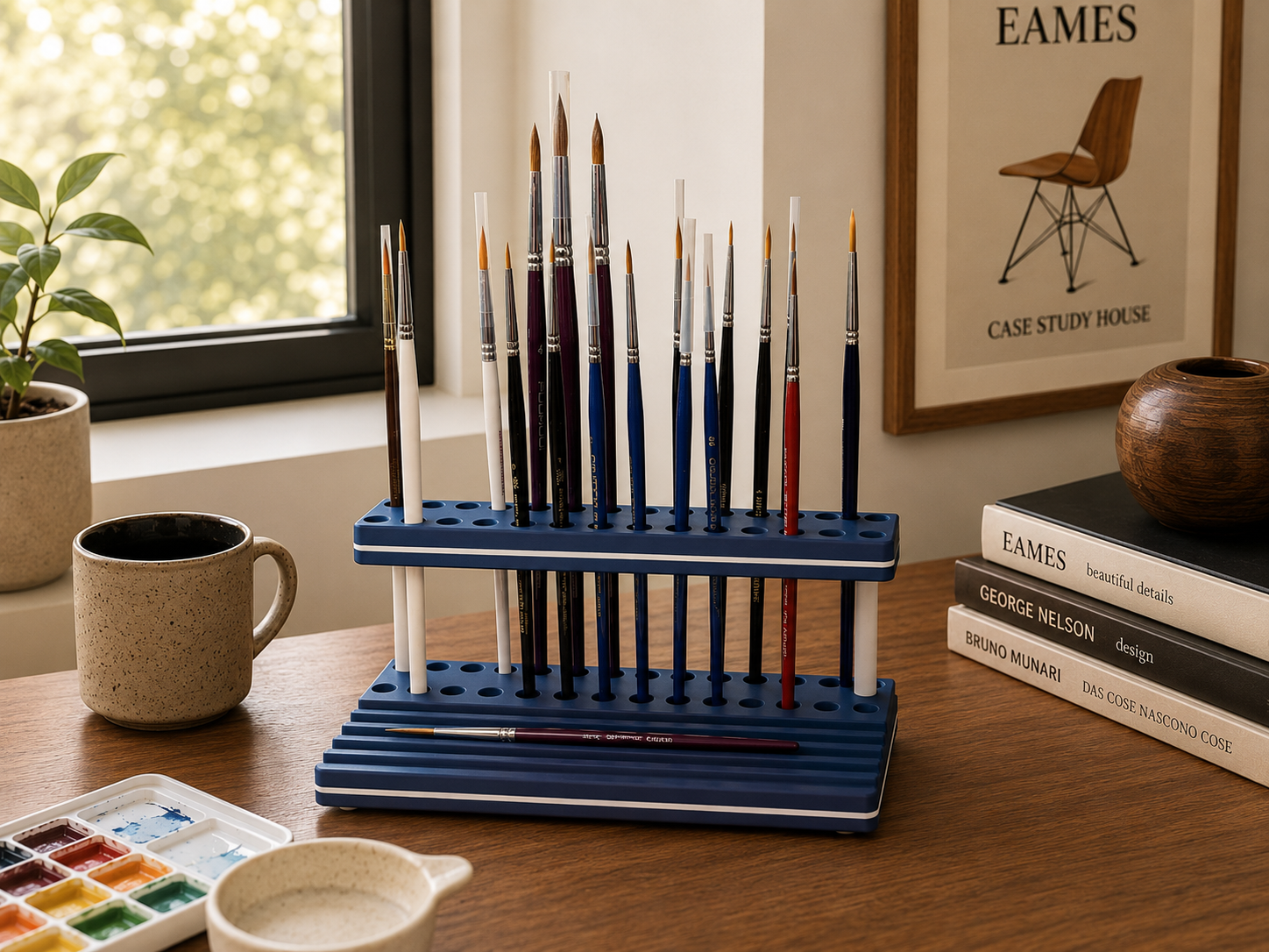 Modern Paintbrush Organizer & Phone Stand