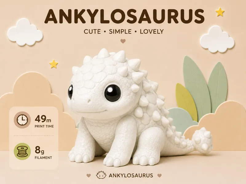 Minimalist and cute animal figurines -Ankylosaurus