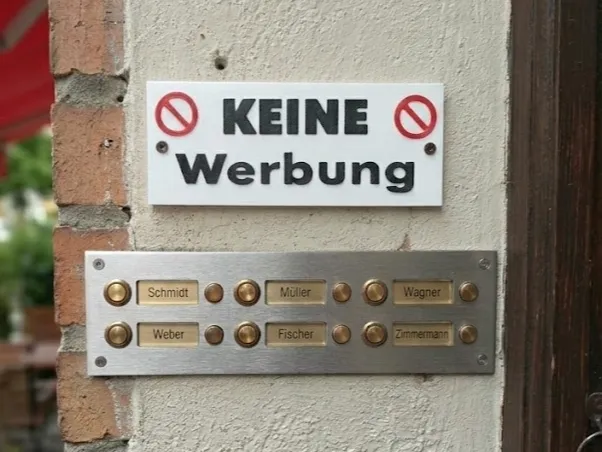 Schild "keine Werbung" - zweite Auflage