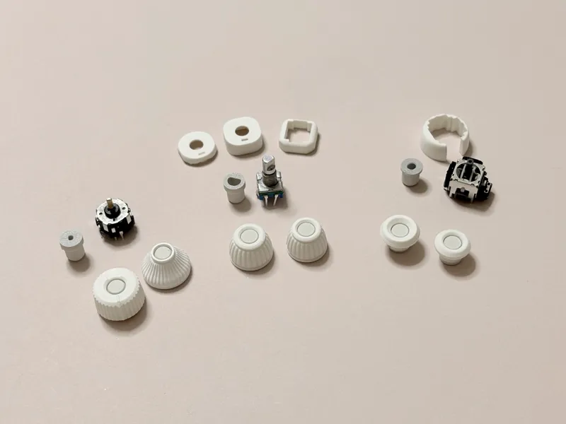 Rotary encoder knob, joystick cap and cover