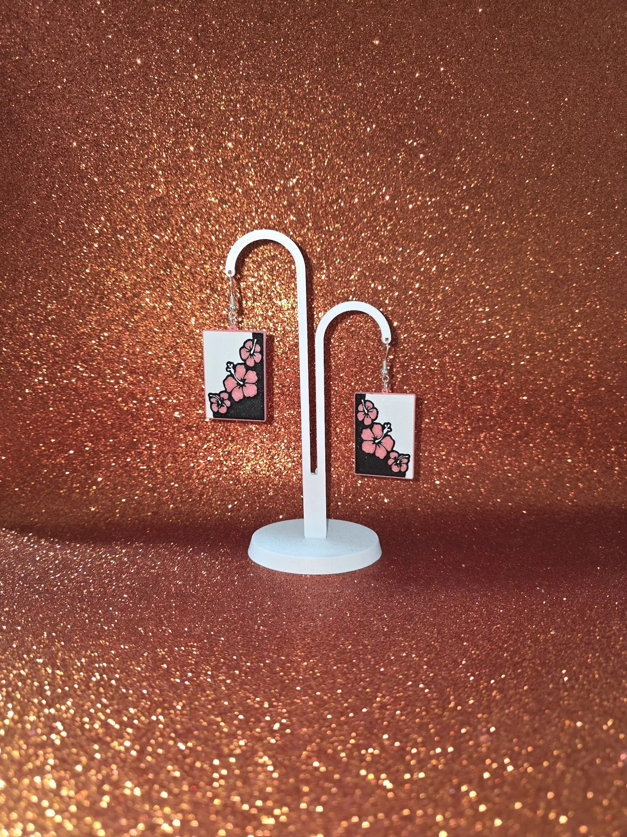 Yin and yang flowers earrings view 3