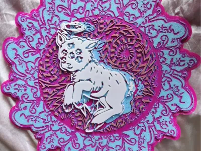 omsheep Adorable Little Sheep Decorative Painting Psychedelic Flight Spiritual Wall Decor