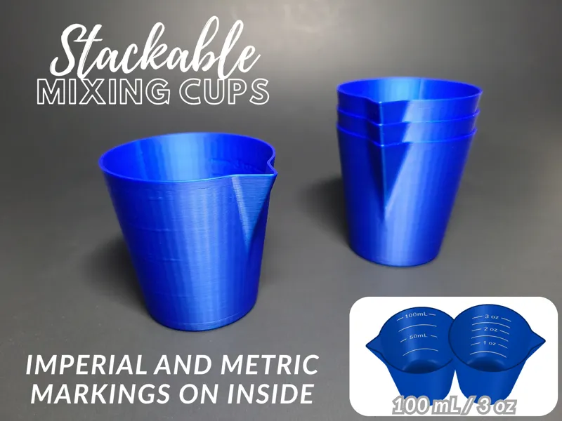 Stackable Mixing Cups w/ Measurement Markings