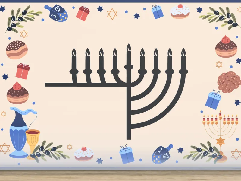 Menorah Door Corner - Hanukkah Decor