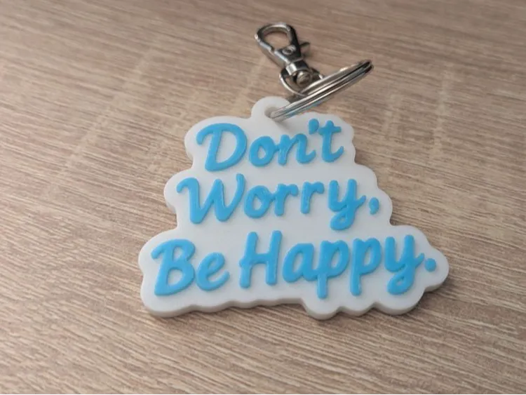 Keychain "Don't worry, be happy"