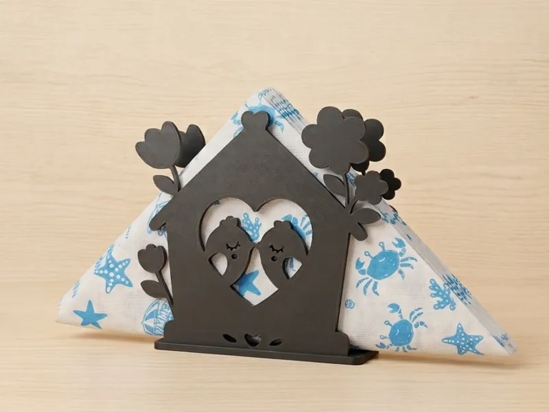 Adorable Lovebirds Birdhouse Napkin Holder