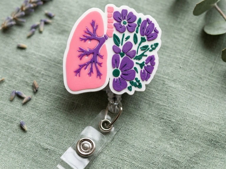 Floral Lungs Badge Reel Face/Magnet - 1