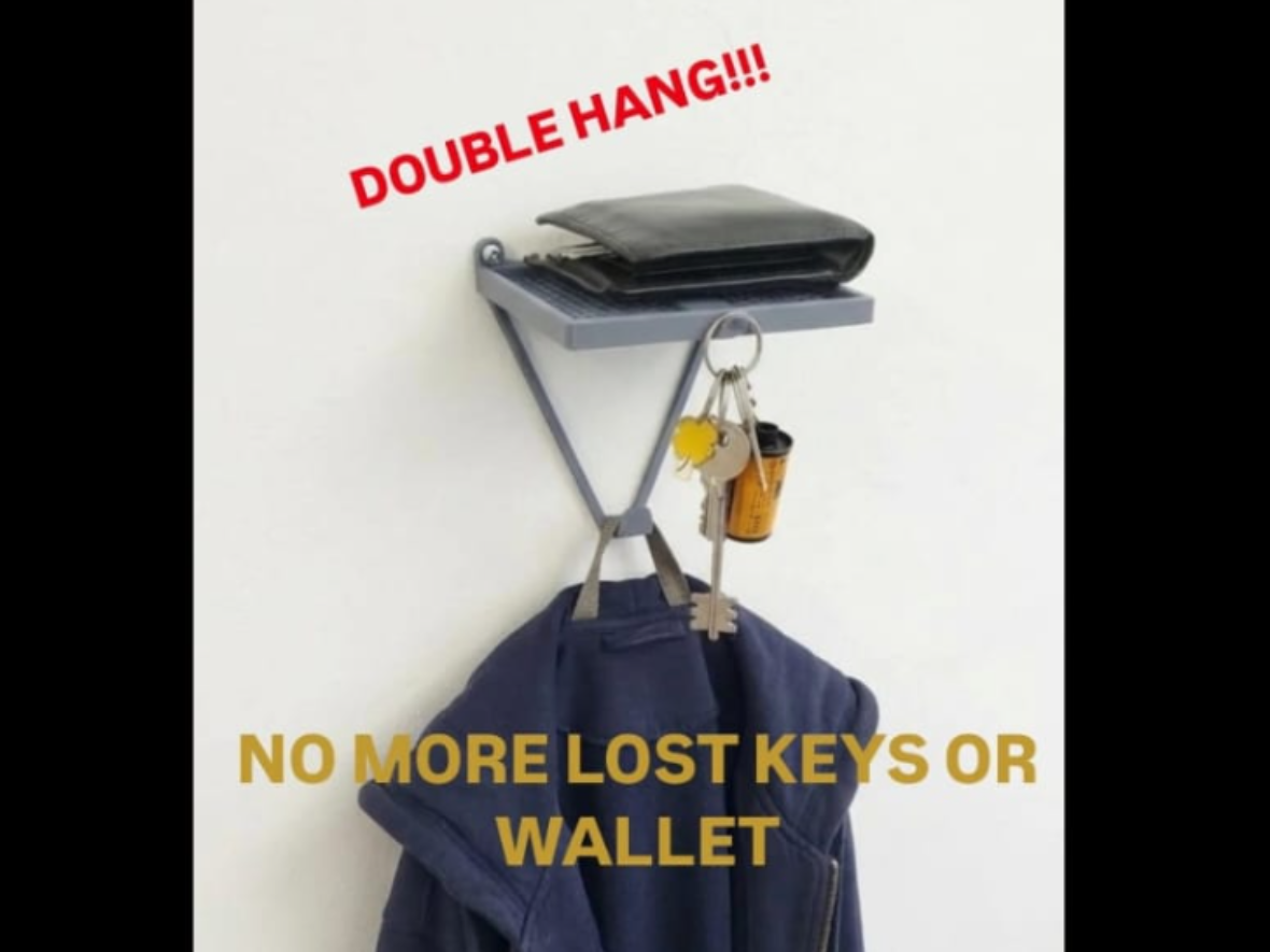 Wall-mounted Key & Wallet shelf-with multiple hang