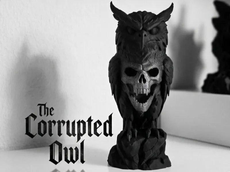 The Corrupted Owl-Dark Fantasy Owl Bust