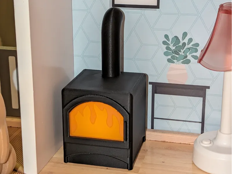 Dollhouse fireplace stove for LED tea candle