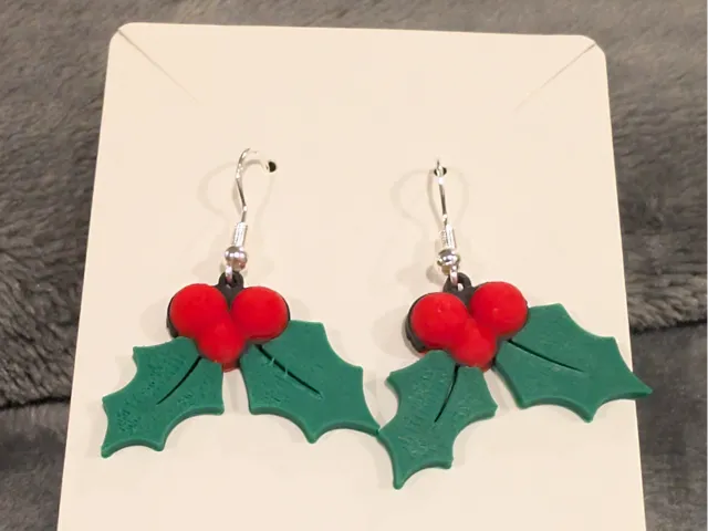 Christmas Holly Earrings