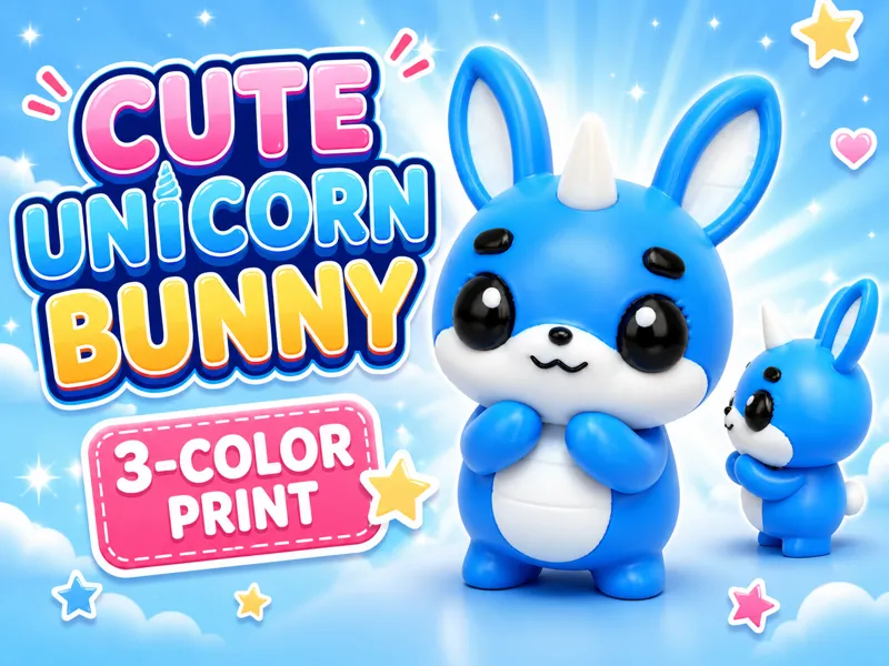 Cute Unicorn Bunny – 3-Color Chibi Toy