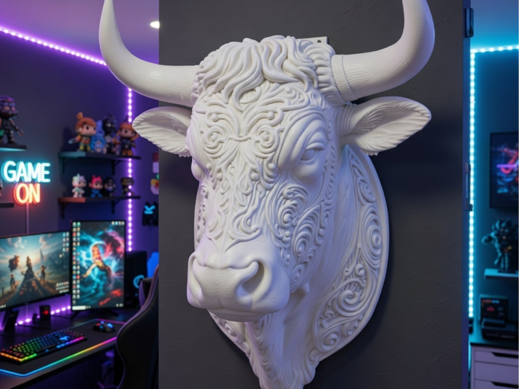 Amazing Bull Head Wall Mount Ultra Detailed Decor