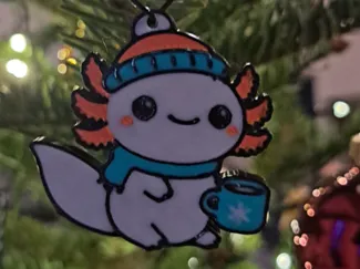 Axolotl with Beanie and Mug KeyChain/Ornament
