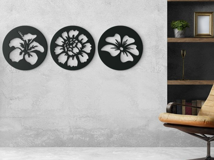 Flowers Round Multi Panel 3D Wall Art