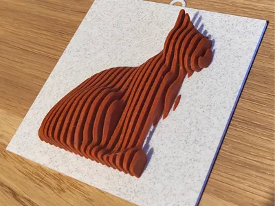 Layered cat 3D wall sculpture