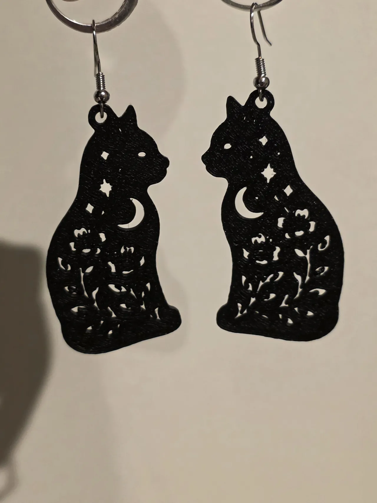 Moon & Floral Cat Earrings No Support Easy & Fast view 2