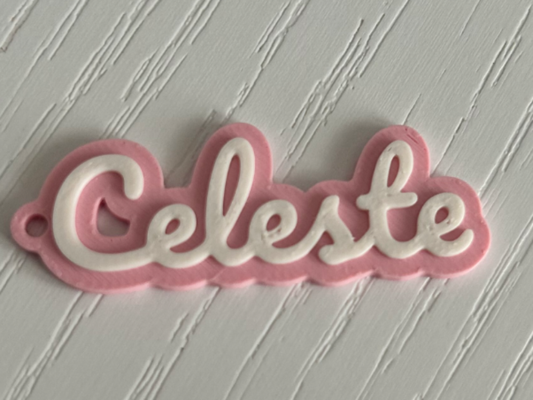 Celeste - 3d printed name keychain personalized 