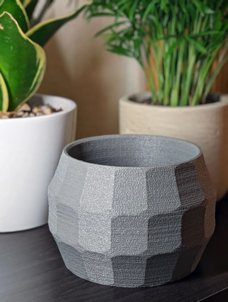Geometric Curved Planter with Drainage Holes