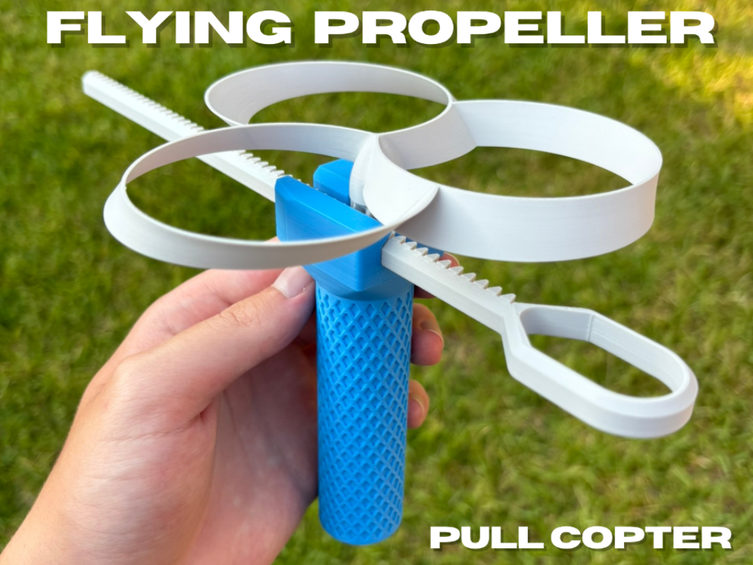 Flying Propeller - Kids Pull Copter Toy - 1