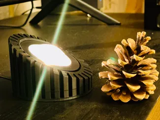 Slanted sunset lamp holder with wire compartment